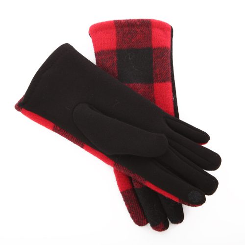 RED BUFFALO CHECK LADIES WINTER GLOVES