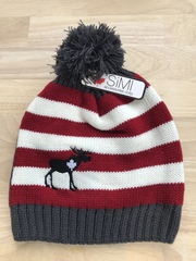 Striped Pompom Toque with Moose