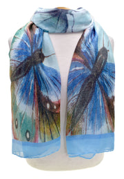 Scarf -Large Butterfly-Light Blue