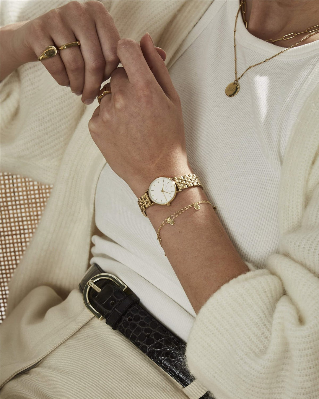 Rosefield | The Small Edit White Steel Gold Watch – Selena